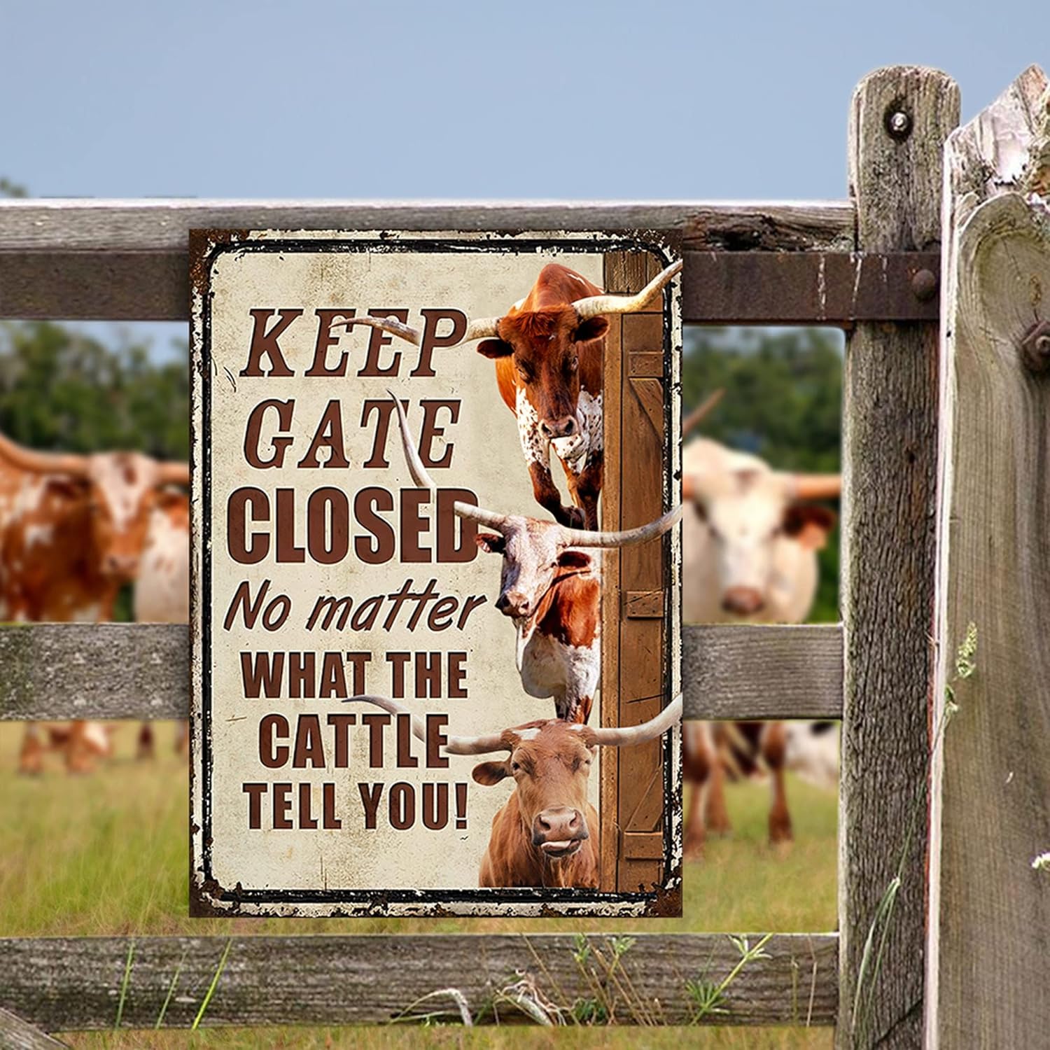 Ensound Targa decorativa con capra, Keep Gate Closed No Matter What The Goats Say, divertente cartello in metallo per fattoria, ovile, esterno, casa, fienile, recinzione, decorazione da parete