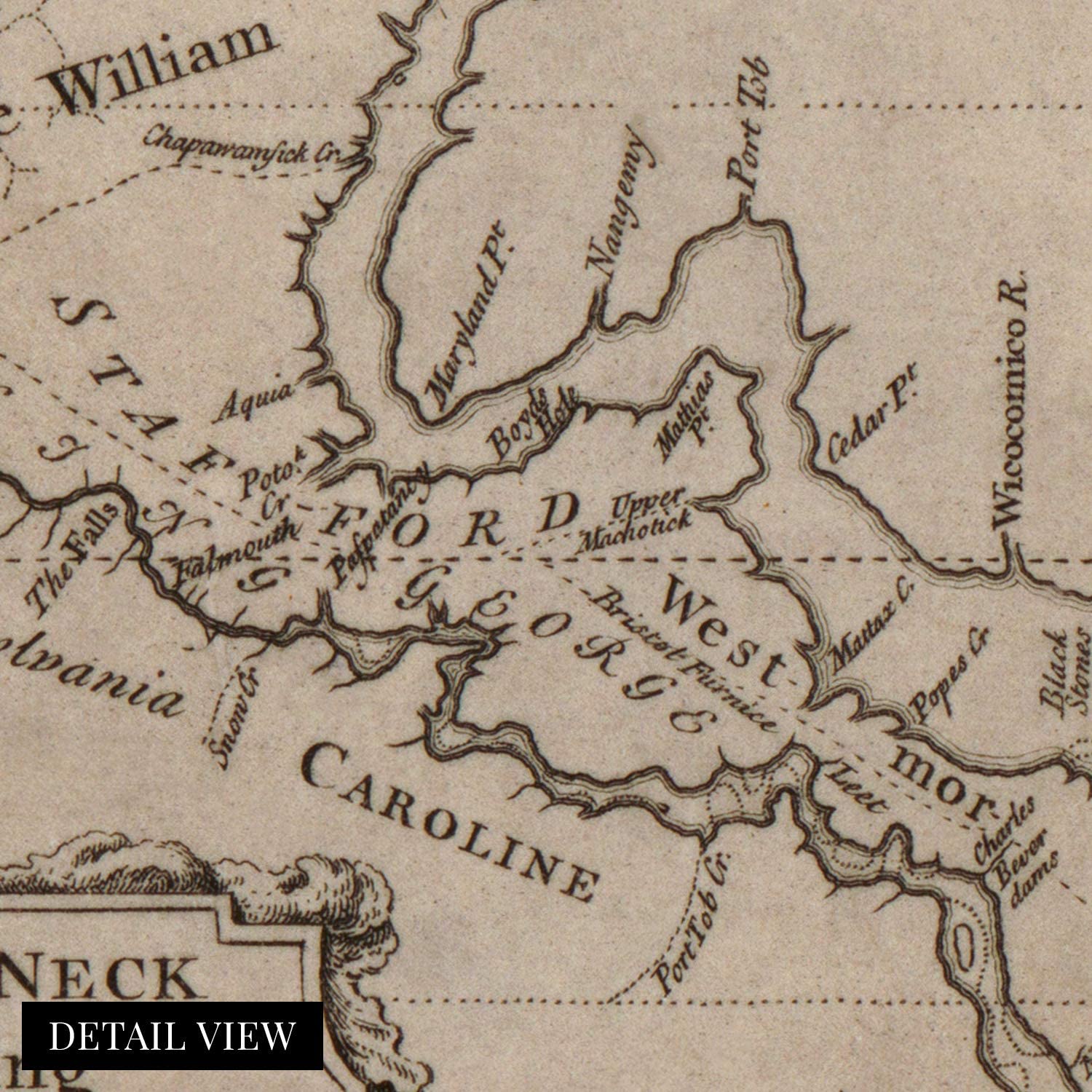1747 Northern Neck of Virgina Map Print - Vintage Virginia Wall Art 
