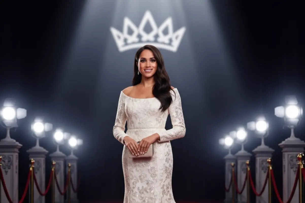 Meghan Markle on the red carpet wearing an elegant minimalist gown