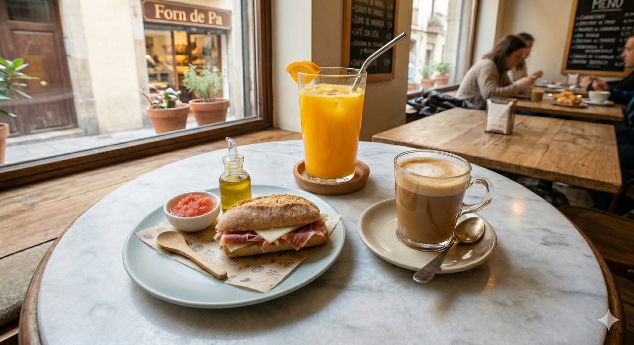 Mini Bocadillo Frío Y Zumo De Naranja Natural (200 Ml. A 250 Ml. Aprox.)