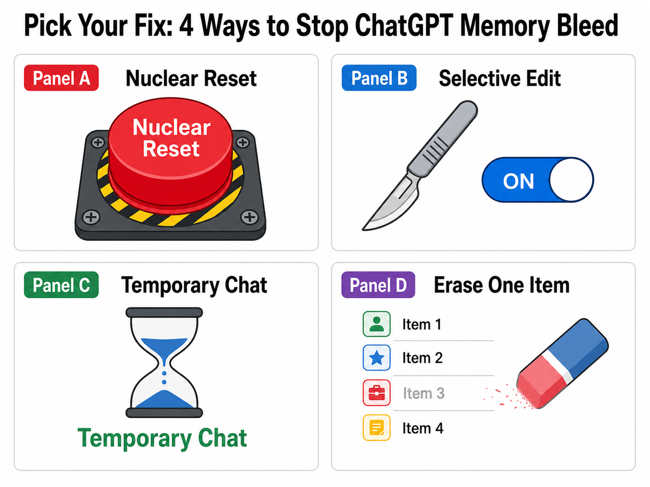 ChatGPT keeps remembering past conversations ruin responses — 4 fix options illustrated