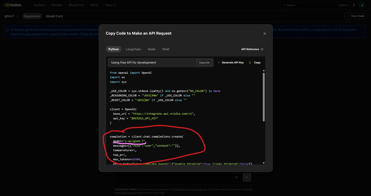 Model Name in Code