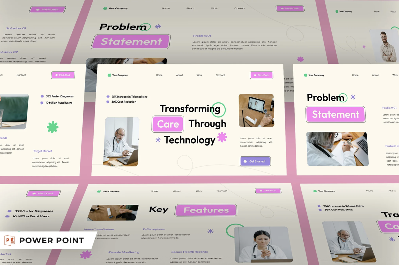 Pink Green Creative Telemedicine Pitch Deck