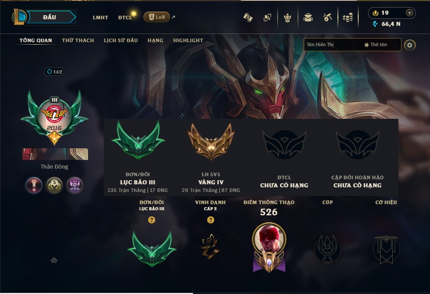 Acc LMHT # - Khung Lục Bảo