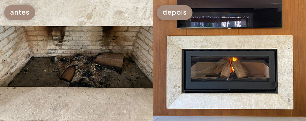 Antes e Depois: transformação de uma lareira tradicional aberta em uma de alto desempenho