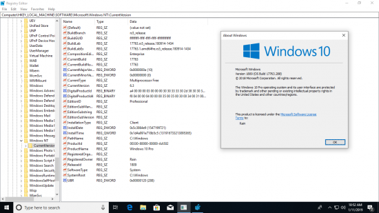 Windows 10 x64 Redstone 5 1809 Build 17763.288 en-US January 11, (2019) Windows 10 x64 Redstone 5 1809 Build 17763.288 en-US January 11, (2019)