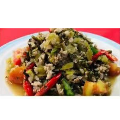 主菜(肉鱼) 水腌菜肉末 Stir Fried Minced Pork w Yunnan Pickled Greens หม ส บผ ดผ กกาดดองน ำย นนาน ယ နန မ န ညင