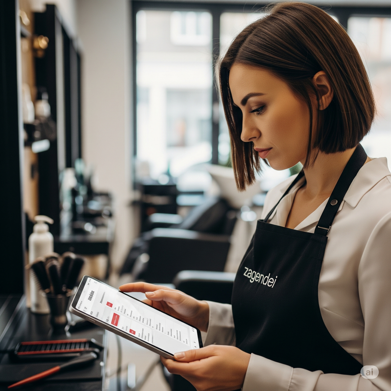 Mockup do aplicativo Zagendei mostrando a agenda e uma notificação do WhatsApp