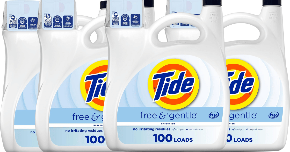 Stock Up! FOUR Tide Free & Gentle 100-Load Detergents Just .xx on Amazon (Only .xx Each!)