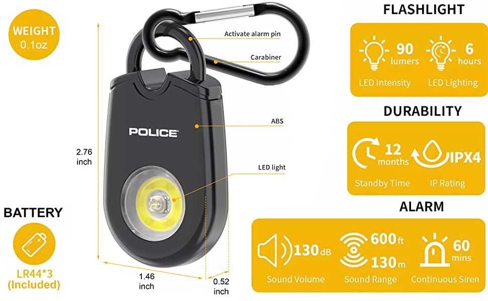 police-personal-alarm-keychain-for-women-rechargeable-white