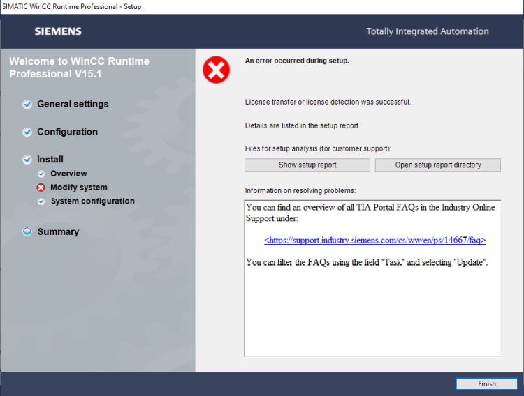 Windows 10 fail after installing the update 20H2 TIA Portal