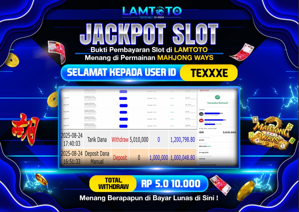 BUKTI JACKPOT LUNAS LAMTOTO