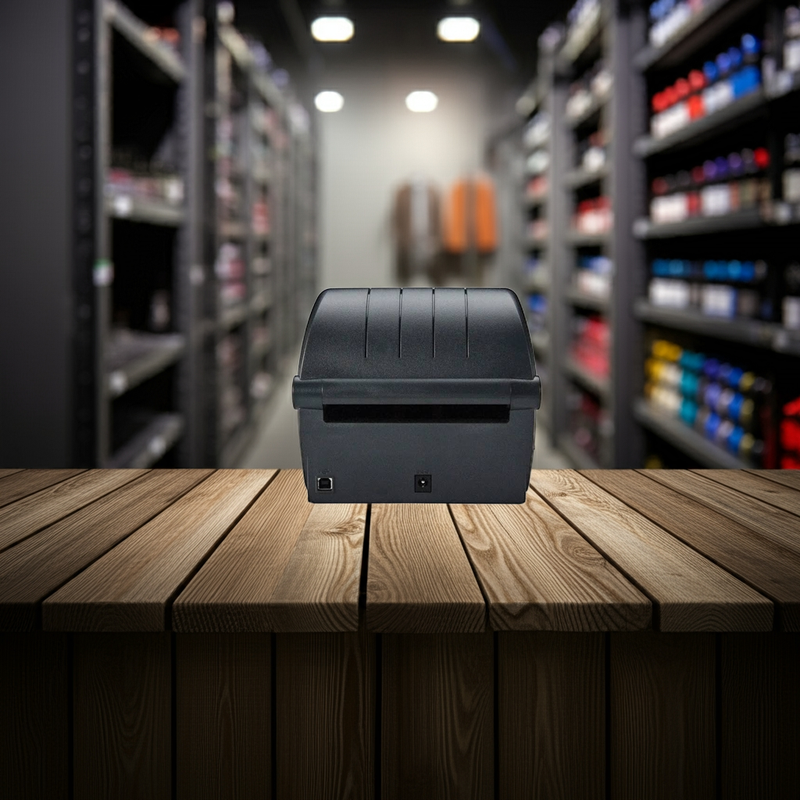 Impressora compacta Zebra ZD220 em uma bancada