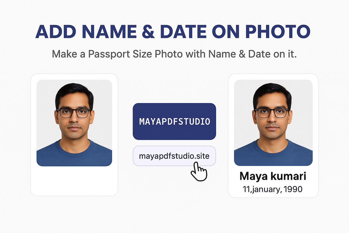 Sample: Add Name & Date on Passport Photo