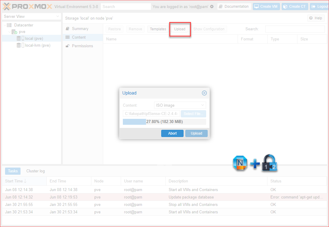 Proxmox-uploading-iso