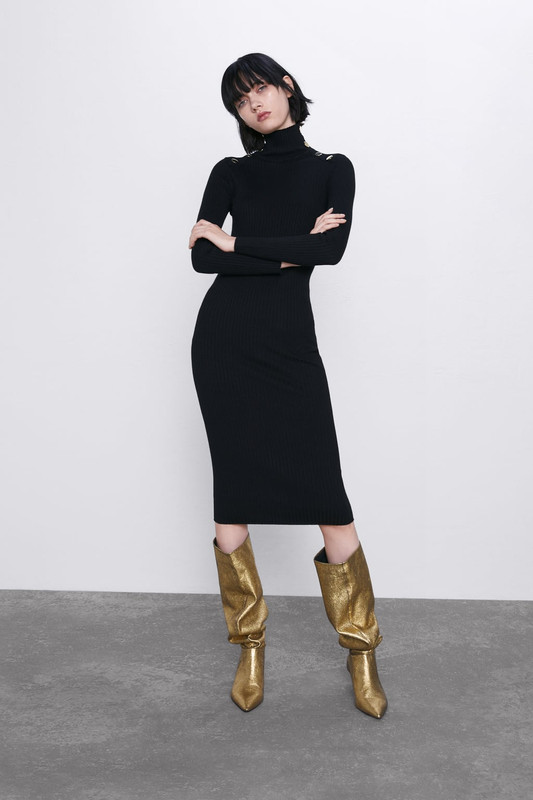 vestido punto negro botones