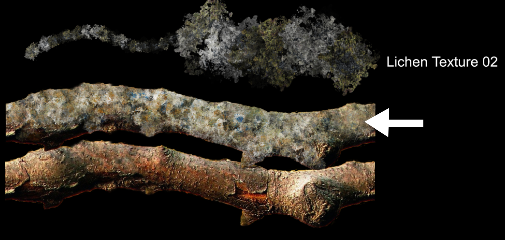 Del N Texture Brush Lichen Texture 02Example of Use