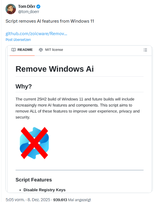 AI-Funktionen aus Windows entfernen AI-Funktionen aus Windows entfernen