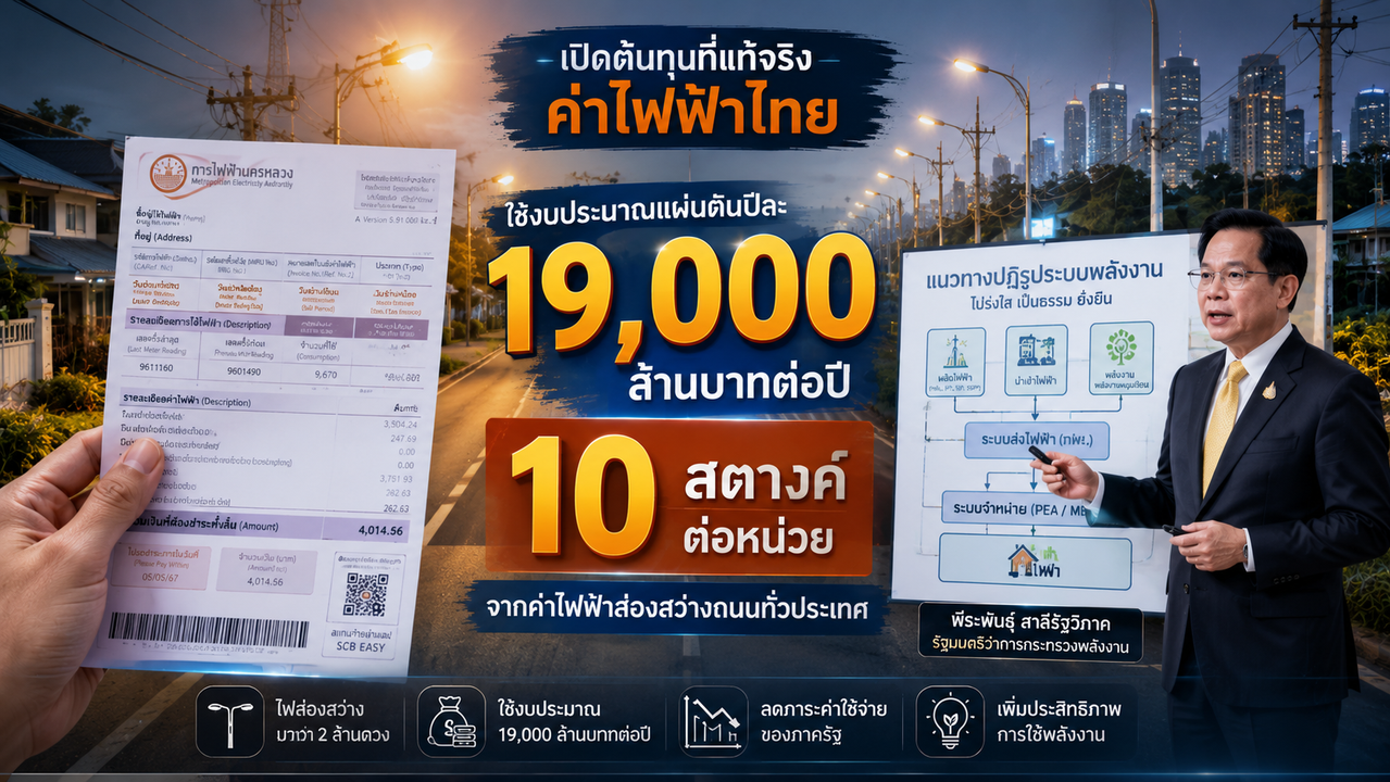 ช็อก! คนไทยจ่ายค่าไฟถนนมานาน 39 ปี รัฐเผยแฝงในบิลทุกบ้าน