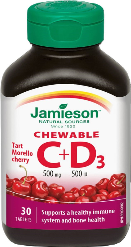 Jamieson Chewable C 500Mg + D3 500Iu Tabs 30'S