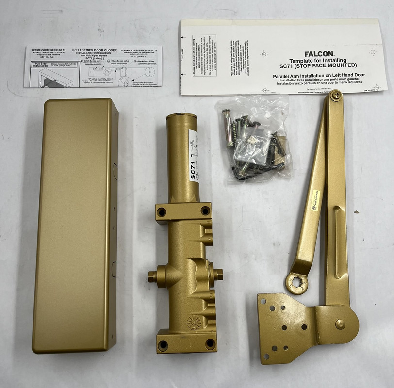 FALCON SC71 COMMERCIAL DOOR CLOSER BRASS FINISH STD FUNCTION HD ARM
