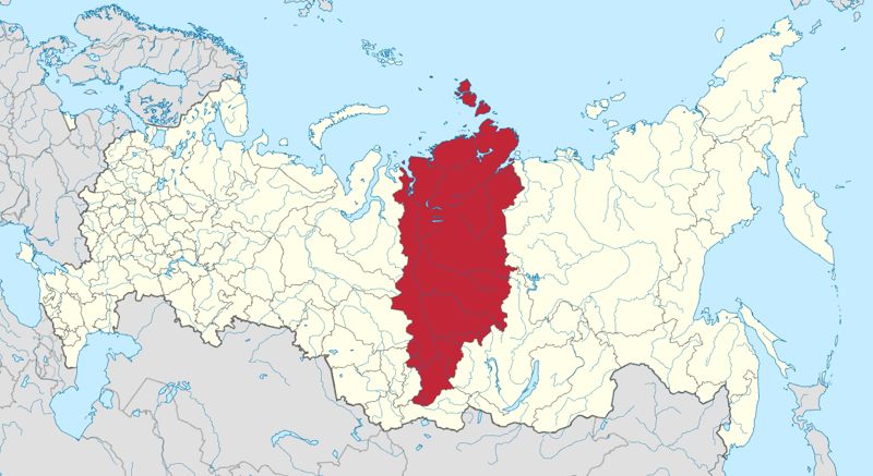 Map of Russia Krasnoyarsk Krai