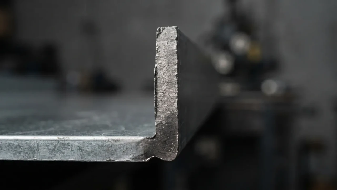 Raw steel metal roofing panel cross section showing base metal thickness and gauge