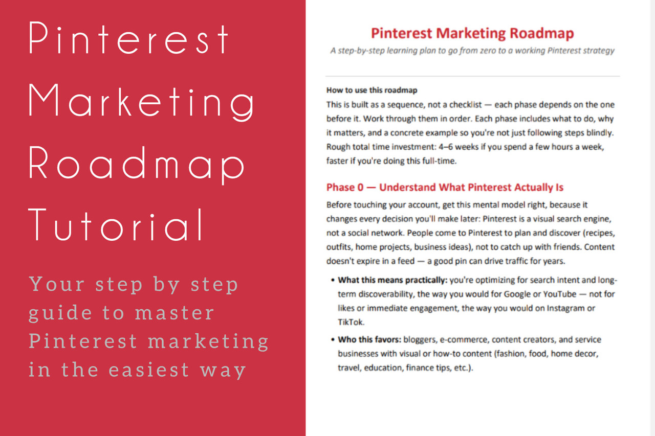 Pintrest Marketing Tutorial preview showing table of contents and key concepts