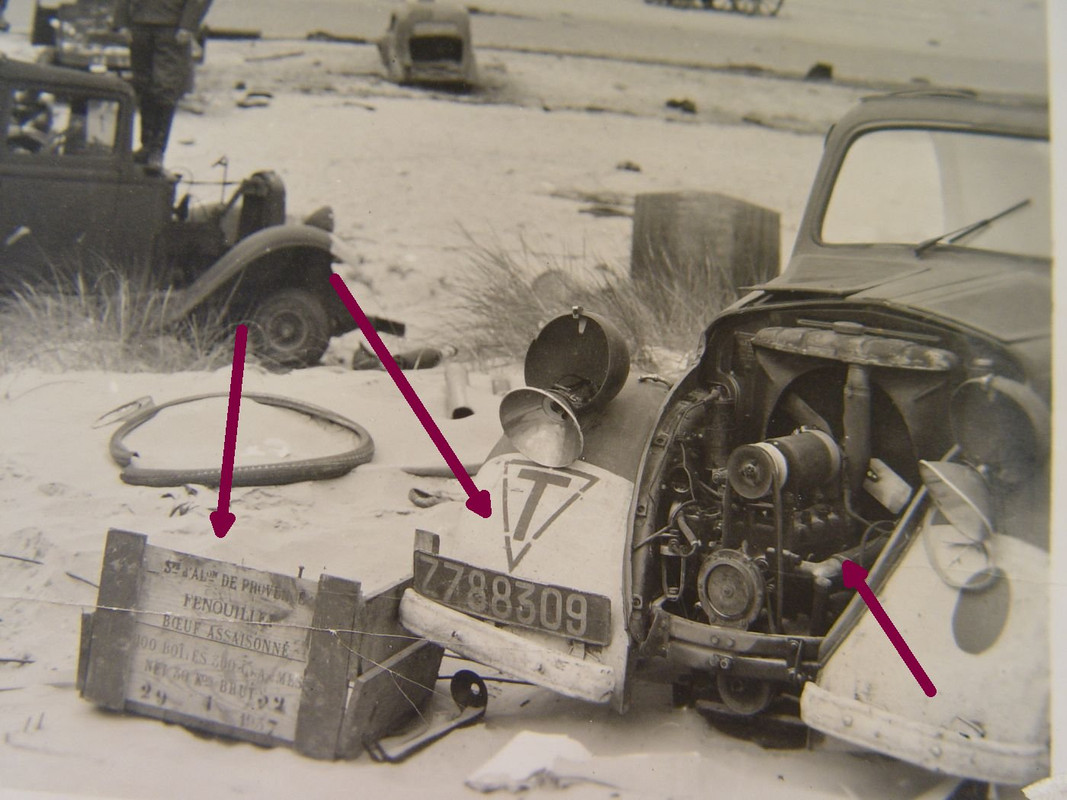 Strand Dünkirchen, Wracks, zerstörte Pkws Pkws, 