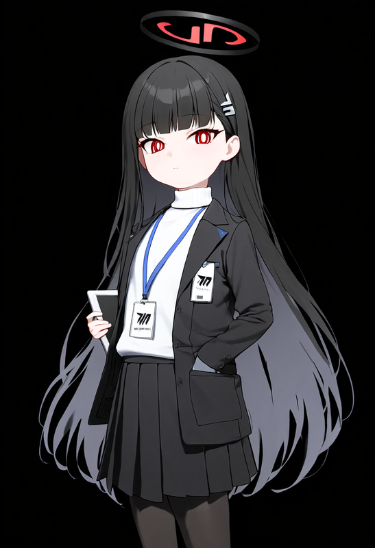 1 girl, healthyman, rio (blue archive), aged down, {little child}, black backgro s-1524731781