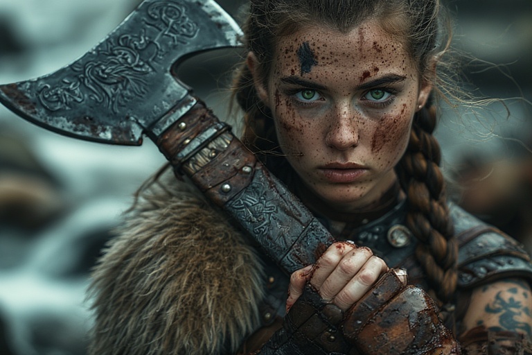 Viking-girl-holding-norse-axe-(25)