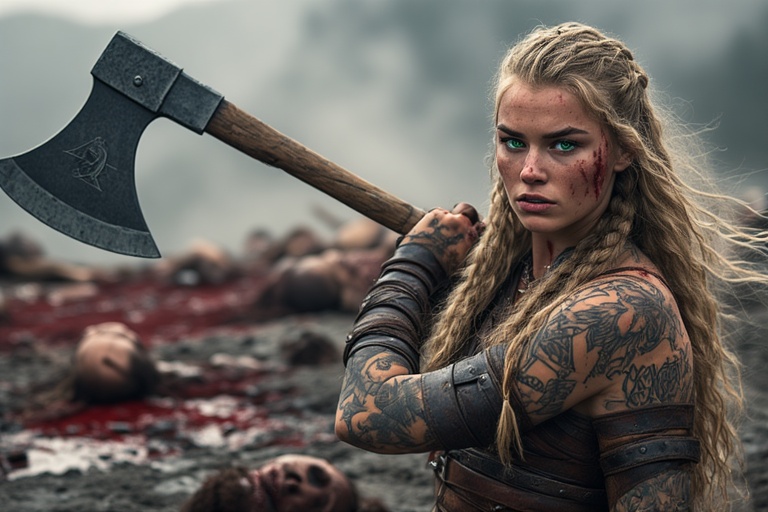 Viking-girl-holding-norse-axe-(23)