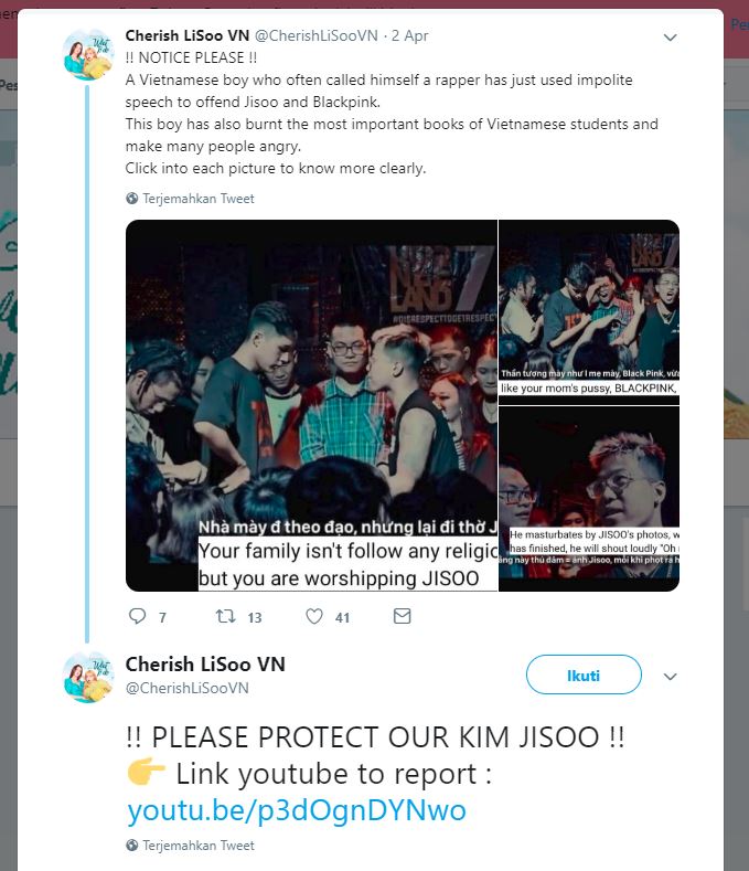 Cuitan akun twitter@CherishLiSooVN