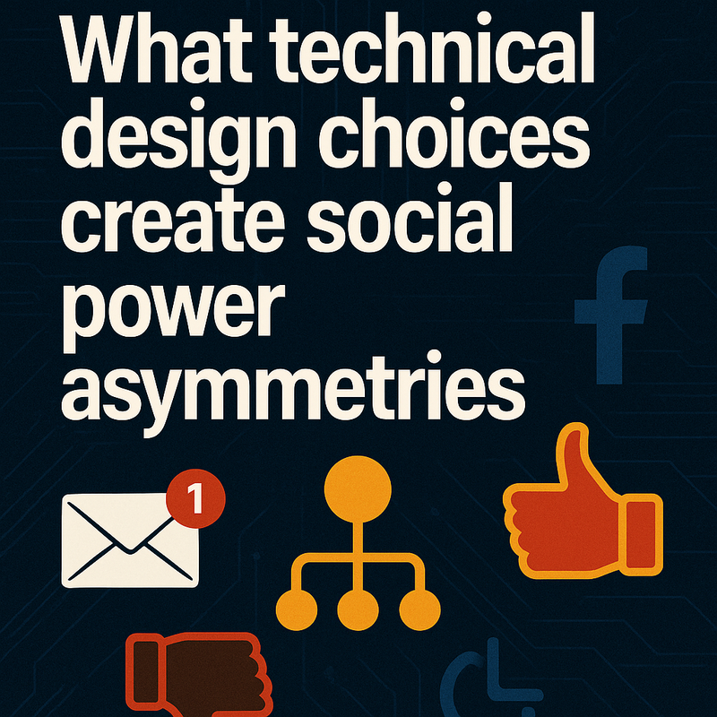 What technical design choices create social power asymmetries