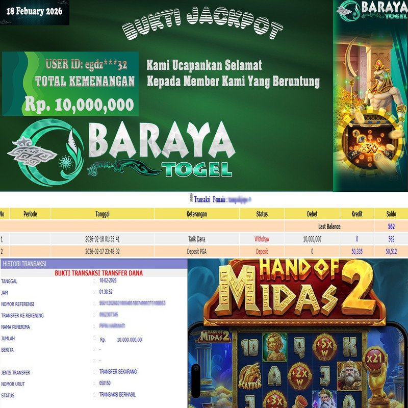 Rp. 10.000.000.- WD LUNAS DI BARAYATOGEL