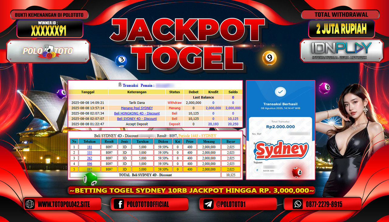POLOTOTO JACKPOT TOGEL POOL SYDNEY Rp.2.000.000,-LUNAS