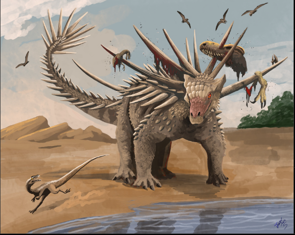  'When a dinosaur shows up literally carrying the impaled remains of its fallen enemies as macabre, decomposing ornaments, you don´t question- you just give way :B' https://www.instagram.com/p/DN4KKQpiaBV/