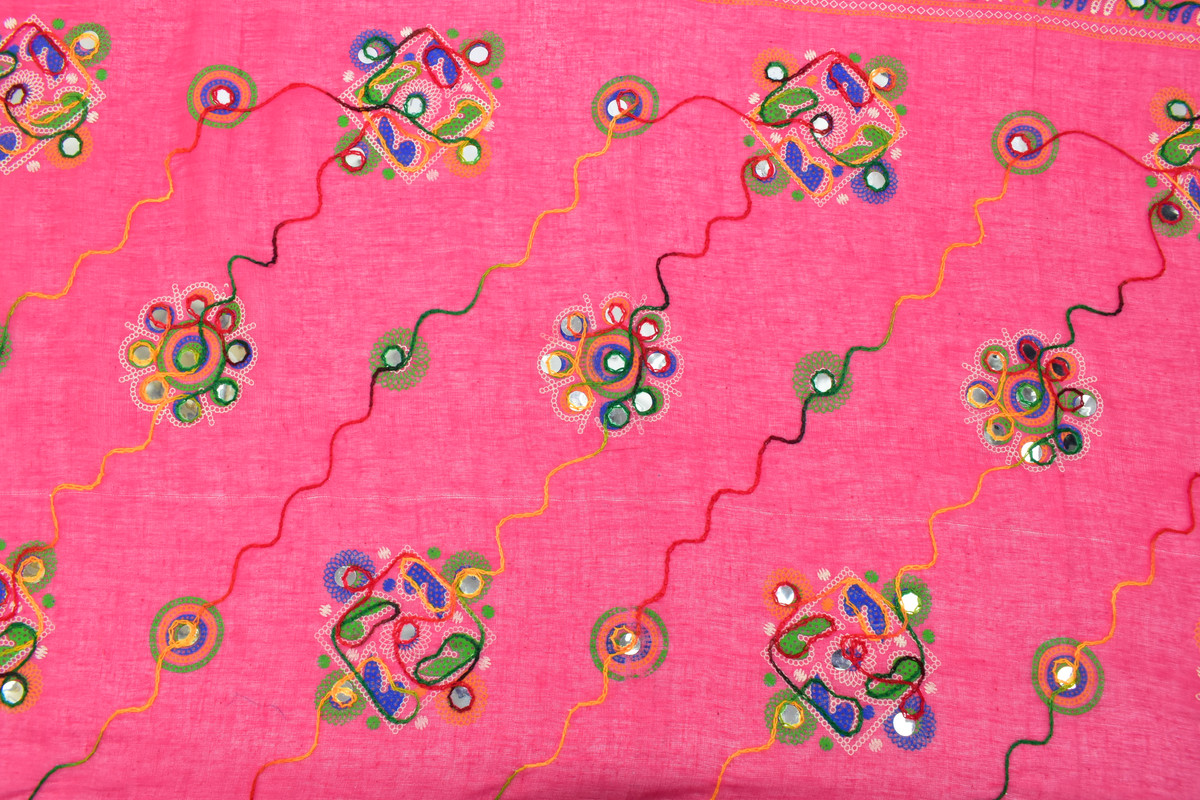 Women's Cotton Dupatta Wrap Stole Mirror Work Embroidery Ethinic Scarves Chunni - Picture 68 of 103