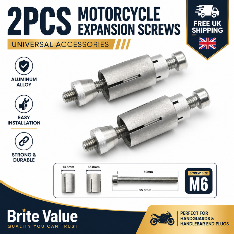 Universal motorcycle expansion screw kit in silver