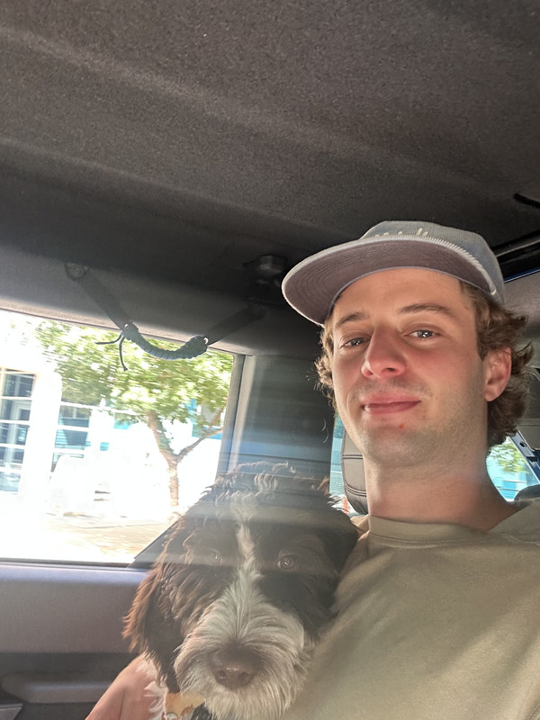 Ezra Jackson with dog