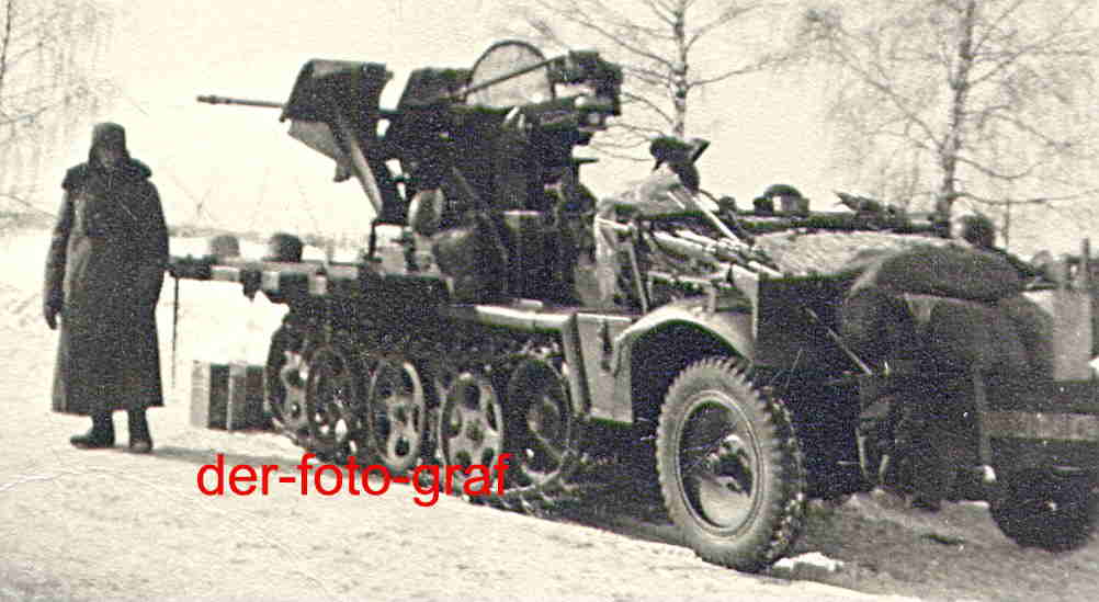 Rußland, leichte Flak auf Halbkettenfahrzeug, im