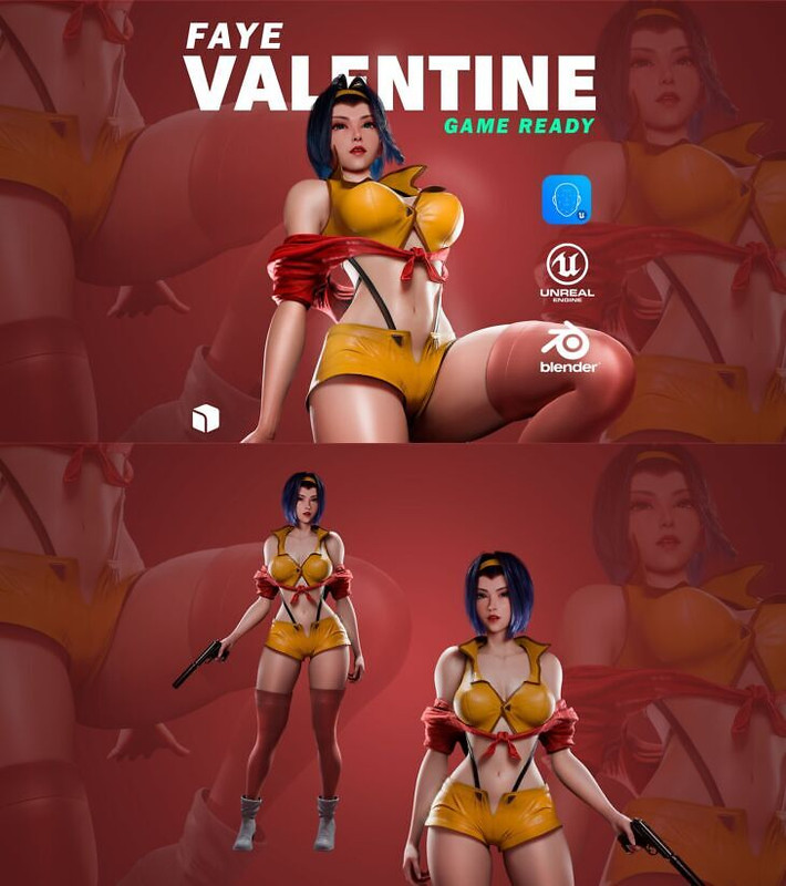 Faye Valentine – Game Ready – 3D Blender Model / UE5