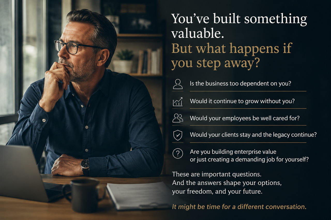 Business owner thinking about enterprise value and future options