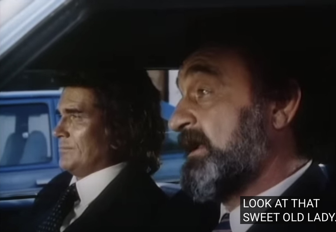 Actors Michael Landon, Victor French in Highway To Heaven