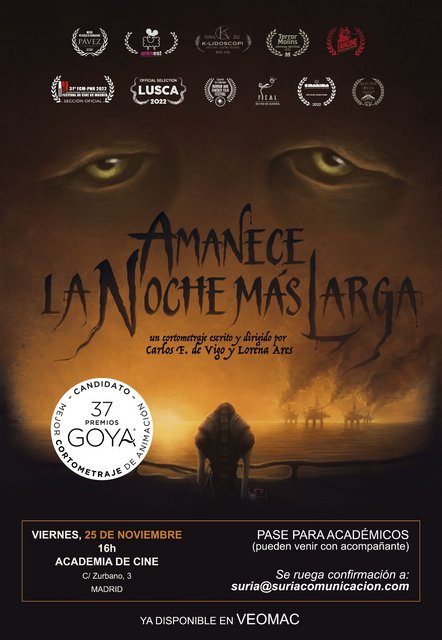 EL CORTOMETRAJE DE ANIMACIÓN “AMANECE LA NOCHE MÁS LARGA” PRESELECCIONADO A LOS PREMIOS GOYA