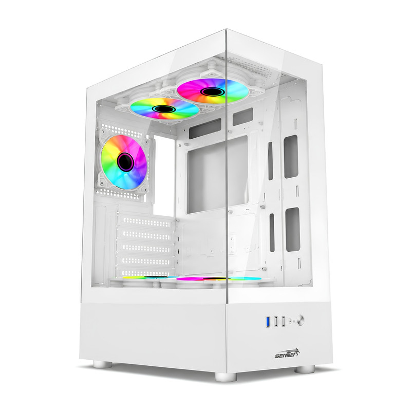 GABINETE SENTEY H10 WHITE 5X120MM ARGB FAN VIDRIO TEMPLADO