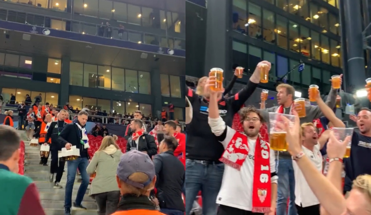 Champions League: Aficionados del Sevilla reciben cerveza gratis en Dinamarca