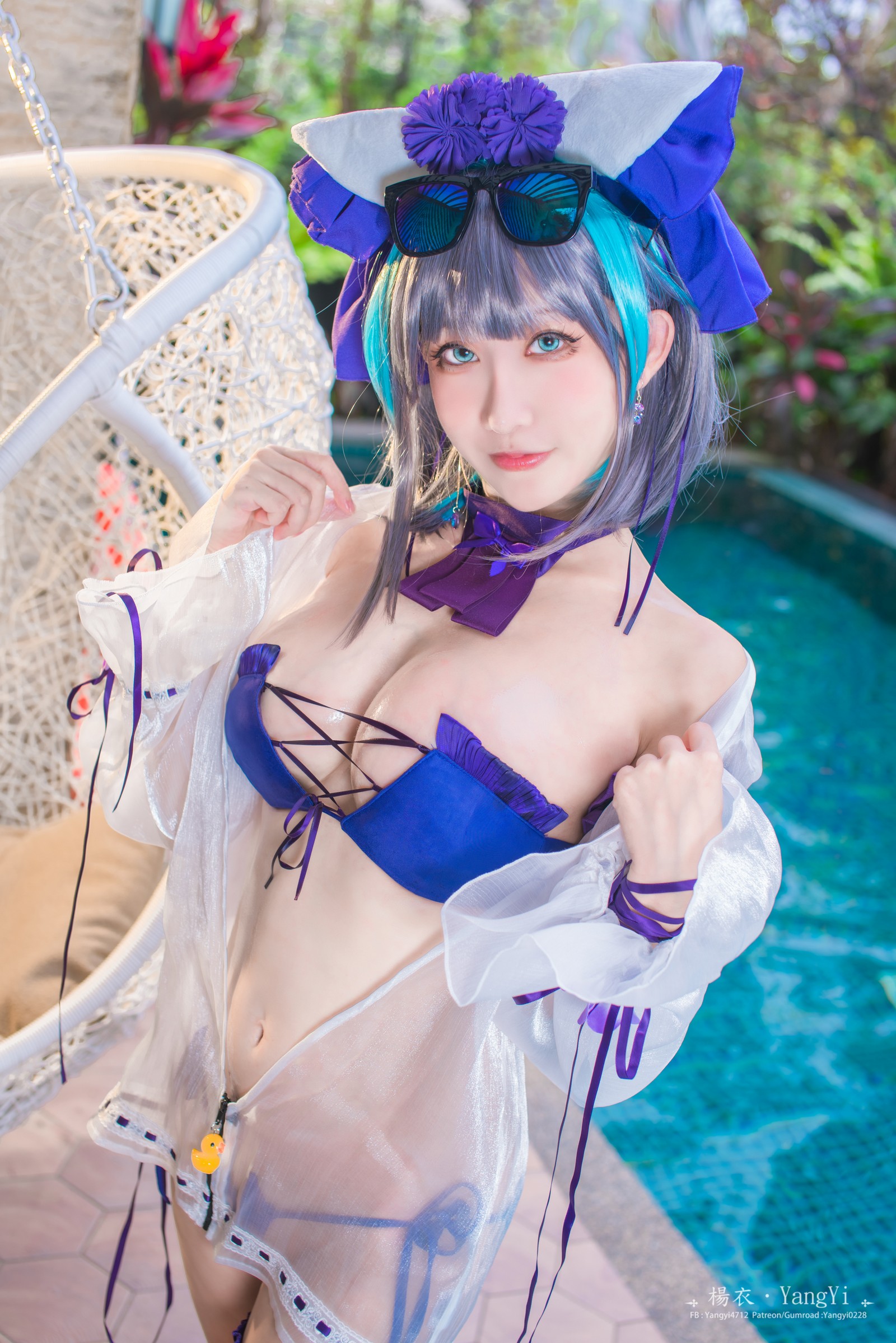楊衣 Yangyi – 柴郡 Cheshire Cosplay 写真视频合集（55P+2V-261MB）碧蓝航线插图1