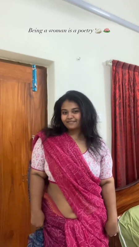 chubby dusky girl sexy navel in red saree mp4 snapshot 00 03 442