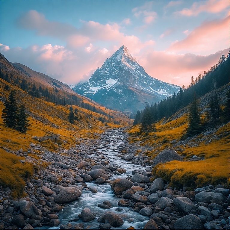 Serene-mountain-landscape-snow
